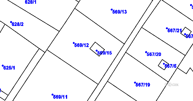 Parcela st. 569/15 v KÚ Donín u Hrádku nad Nisou, Katastrální mapa
