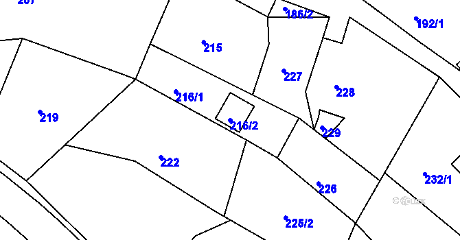 Parcela st. 216/2 v KÚ Donín u Hrádku nad Nisou, Katastrální mapa