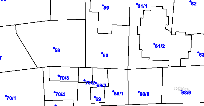 Parcela st. 60 v KÚ Hrádek nad Nisou, Katastrální mapa