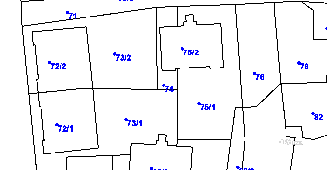 Parcela st. 74 v KÚ Hrádek nad Nisou, Katastrální mapa