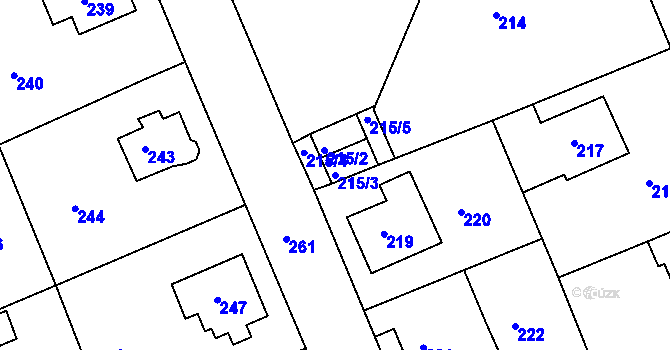 Parcela st. 215/3 v KÚ Hrádek nad Nisou, Katastrální mapa