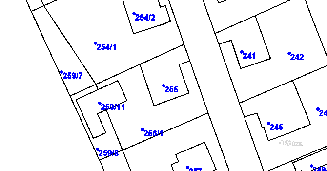 Parcela st. 255 v KÚ Hrádek nad Nisou, Katastrální mapa