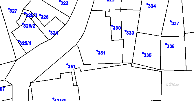 Parcela st. 331 v KÚ Hrádek nad Nisou, Katastrální mapa