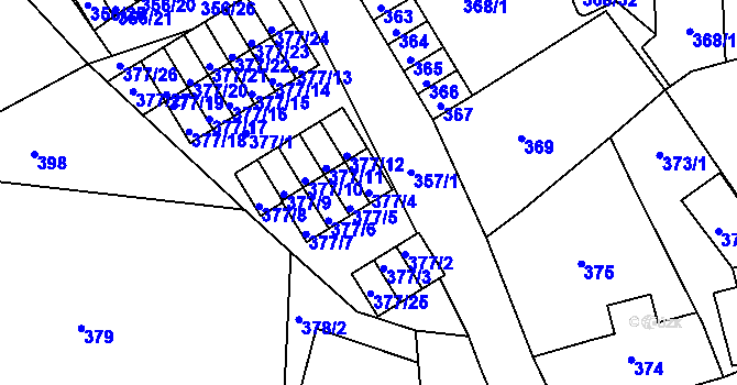Parcela st. 377/4 v KÚ Hrádek nad Nisou, Katastrální mapa