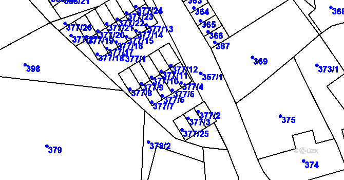 Parcela st. 377/5 v KÚ Hrádek nad Nisou, Katastrální mapa