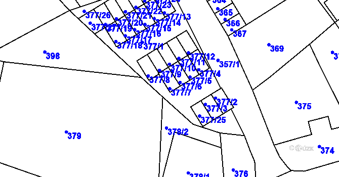Parcela st. 377/7 v KÚ Hrádek nad Nisou, Katastrální mapa