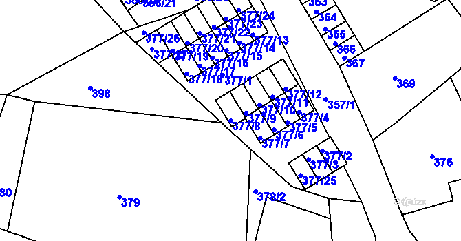Parcela st. 377/8 v KÚ Hrádek nad Nisou, Katastrální mapa