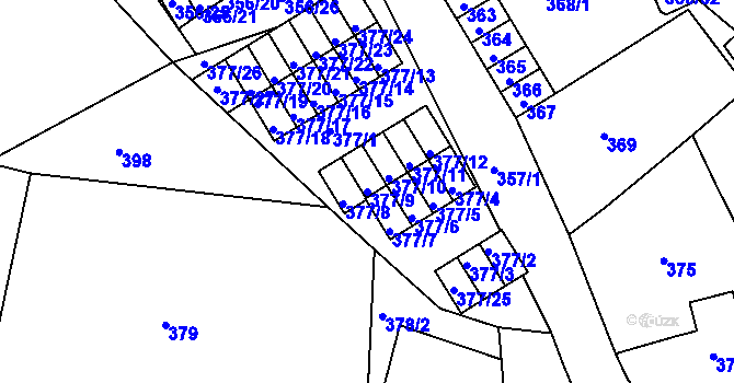 Parcela st. 377/9 v KÚ Hrádek nad Nisou, Katastrální mapa