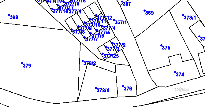 Parcela st. 377/25 v KÚ Hrádek nad Nisou, Katastrální mapa