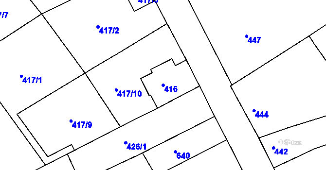 Parcela st. 416 v KÚ Hrádek nad Nisou, Katastrální mapa