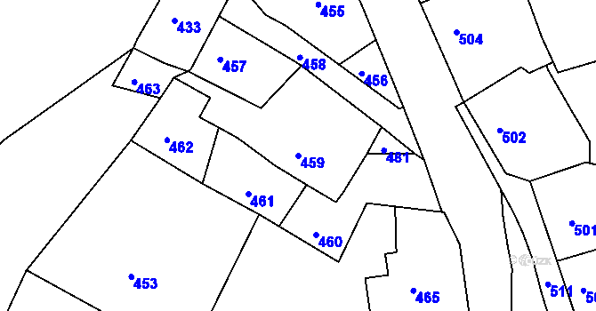 Parcela st. 459 v KÚ Hrádek nad Nisou, Katastrální mapa