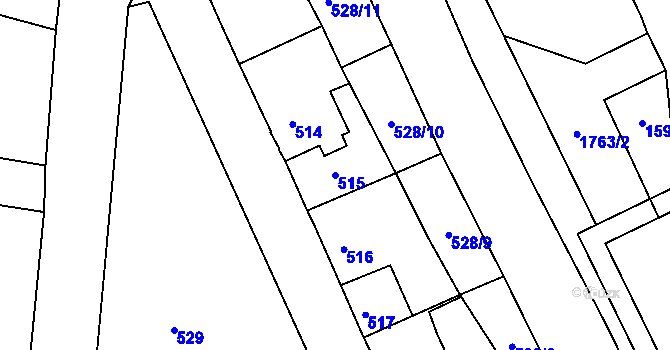 Parcela st. 515 v KÚ Hrádek nad Nisou, Katastrální mapa