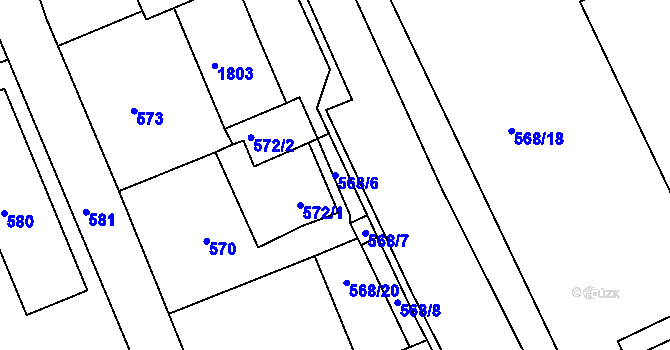 Parcela st. 568/6 v KÚ Hrádek nad Nisou, Katastrální mapa