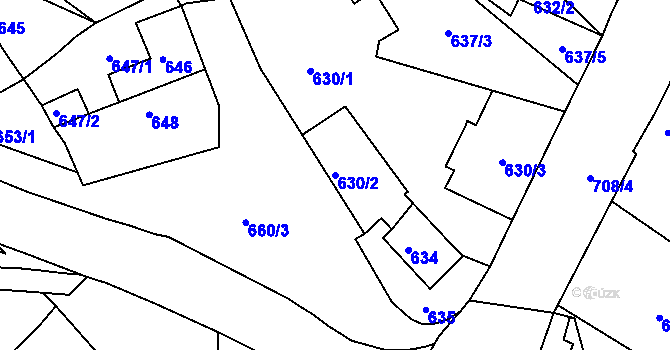 Parcela st. 630/2 v KÚ Hrádek nad Nisou, Katastrální mapa