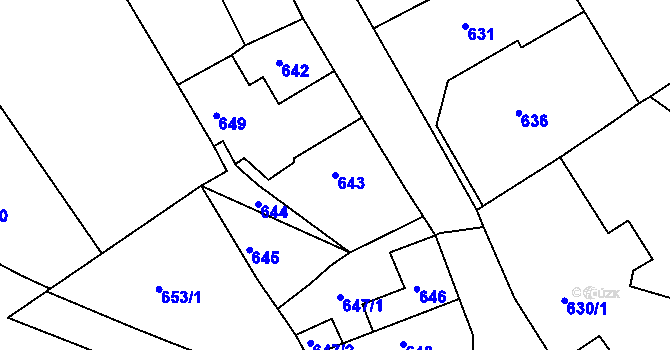 Parcela st. 643 v KÚ Hrádek nad Nisou, Katastrální mapa