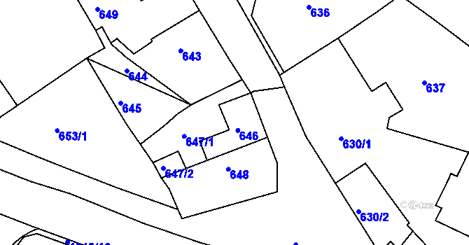 Parcela st. 646 v KÚ Hrádek nad Nisou, Katastrální mapa