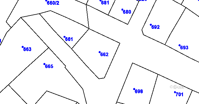 Parcela st. 662 v KÚ Hrádek nad Nisou, Katastrální mapa