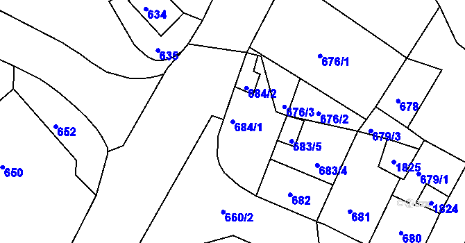 Parcela st. 684/1 v KÚ Hrádek nad Nisou, Katastrální mapa