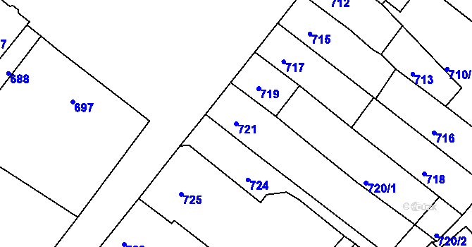 Parcela st. 721 v KÚ Hrádek nad Nisou, Katastrální mapa