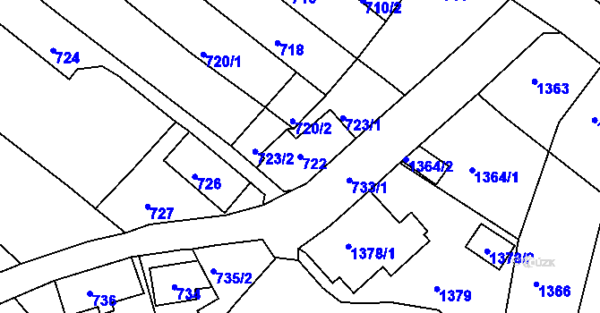 Parcela st. 722 v KÚ Hrádek nad Nisou, Katastrální mapa