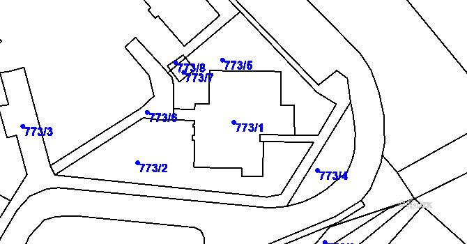 Parcela st. 773/1 v KÚ Hrádek nad Nisou, Katastrální mapa