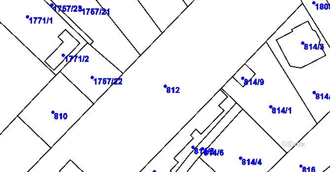 Parcela st. 812 v KÚ Hrádek nad Nisou, Katastrální mapa