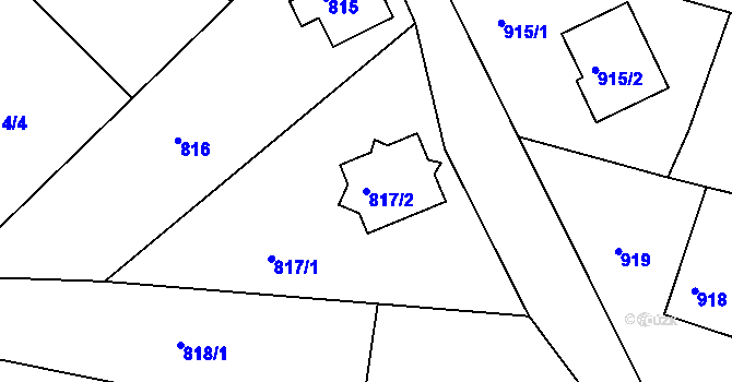 Parcela st. 817/2 v KÚ Hrádek nad Nisou, Katastrální mapa