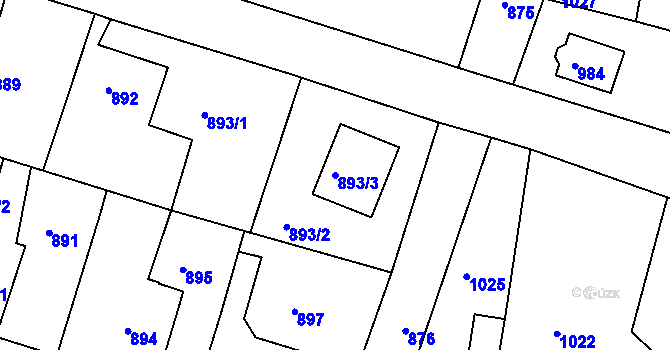 Parcela st. 893/3 v KÚ Hrádek nad Nisou, Katastrální mapa