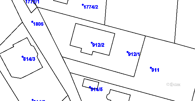 Parcela st. 912 v KÚ Hrádek nad Nisou, Katastrální mapa