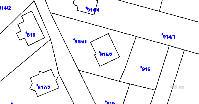 Parcela st. 915/2 v KÚ Hrádek nad Nisou, Katastrální mapa