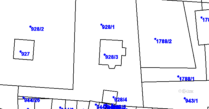 Parcela st. 928/3 v KÚ Hrádek nad Nisou, Katastrální mapa