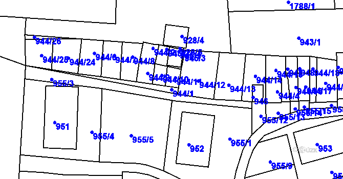 Parcela st. 944/1 v KÚ Hrádek nad Nisou, Katastrální mapa