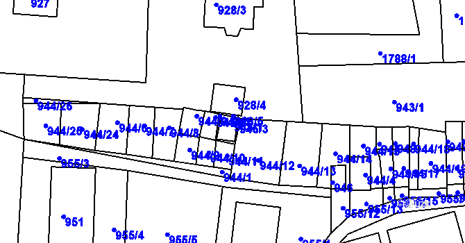 Parcela st. 945/1 v KÚ Hrádek nad Nisou, Katastrální mapa