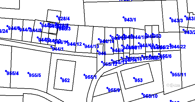 Parcela st. 946 v KÚ Hrádek nad Nisou, Katastrální mapa