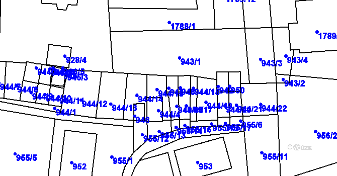 Parcela st. 947 v KÚ Hrádek nad Nisou, Katastrální mapa
