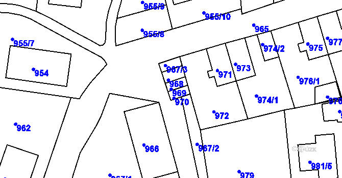Parcela st. 969 v KÚ Hrádek nad Nisou, Katastrální mapa