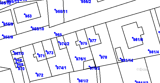 Parcela st. 975 v KÚ Hrádek nad Nisou, Katastrální mapa
