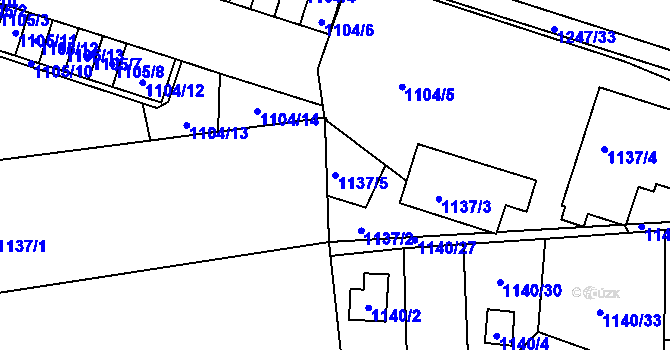 Parcela st. 1137/5 v KÚ Hrádek nad Nisou, Katastrální mapa