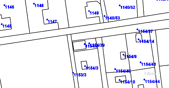 Parcela st. 1154/2 v KÚ Hrádek nad Nisou, Katastrální mapa