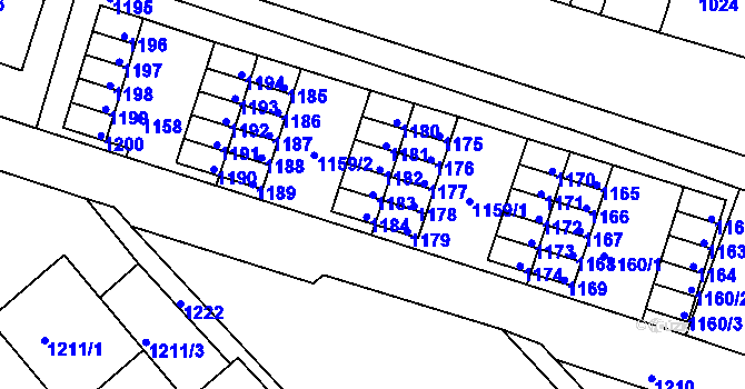Parcela st. 1183 v KÚ Hrádek nad Nisou, Katastrální mapa