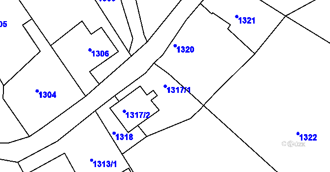 Parcela st. 1317/1 v KÚ Hrádek nad Nisou, Katastrální mapa