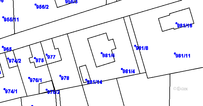 Parcela st. 981/6 v KÚ Hrádek nad Nisou, Katastrální mapa