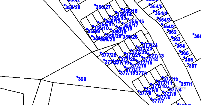 Parcela st. 377/26 v KÚ Hrádek nad Nisou, Katastrální mapa