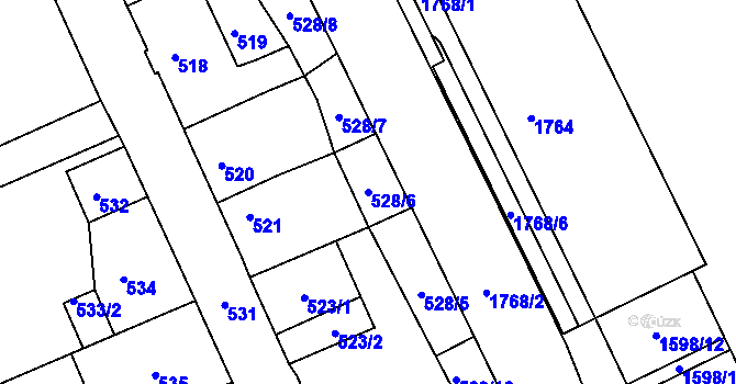 Parcela st. 528/6 v KÚ Hrádek nad Nisou, Katastrální mapa