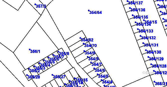 Parcela st. 354/70 v KÚ Hrádek nad Nisou, Katastrální mapa