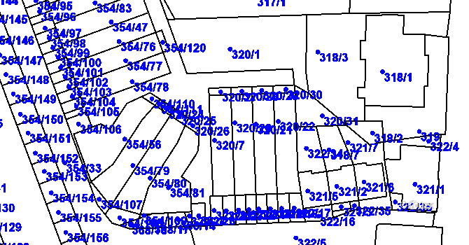 Parcela st. 320/20 v KÚ Hrádek nad Nisou, Katastrální mapa