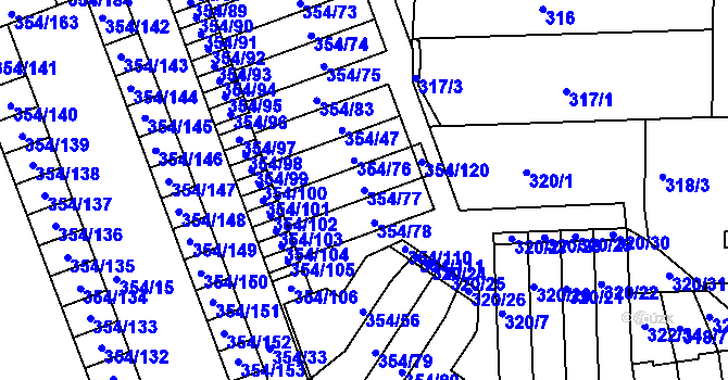 Parcela st. 354/77 v KÚ Hrádek nad Nisou, Katastrální mapa