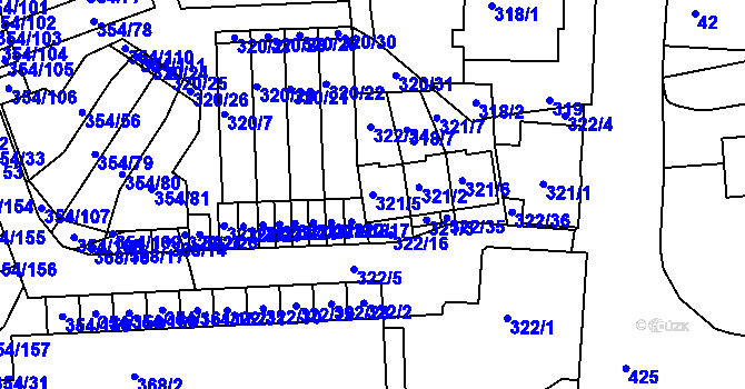 Parcela st. 321/5 v KÚ Hrádek nad Nisou, Katastrální mapa