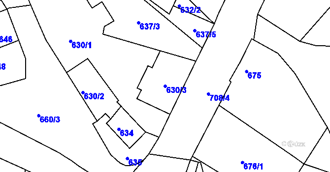 Parcela st. 630/3 v KÚ Hrádek nad Nisou, Katastrální mapa