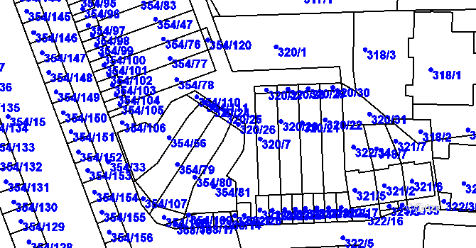 Parcela st. 320/26 v KÚ Hrádek nad Nisou, Katastrální mapa